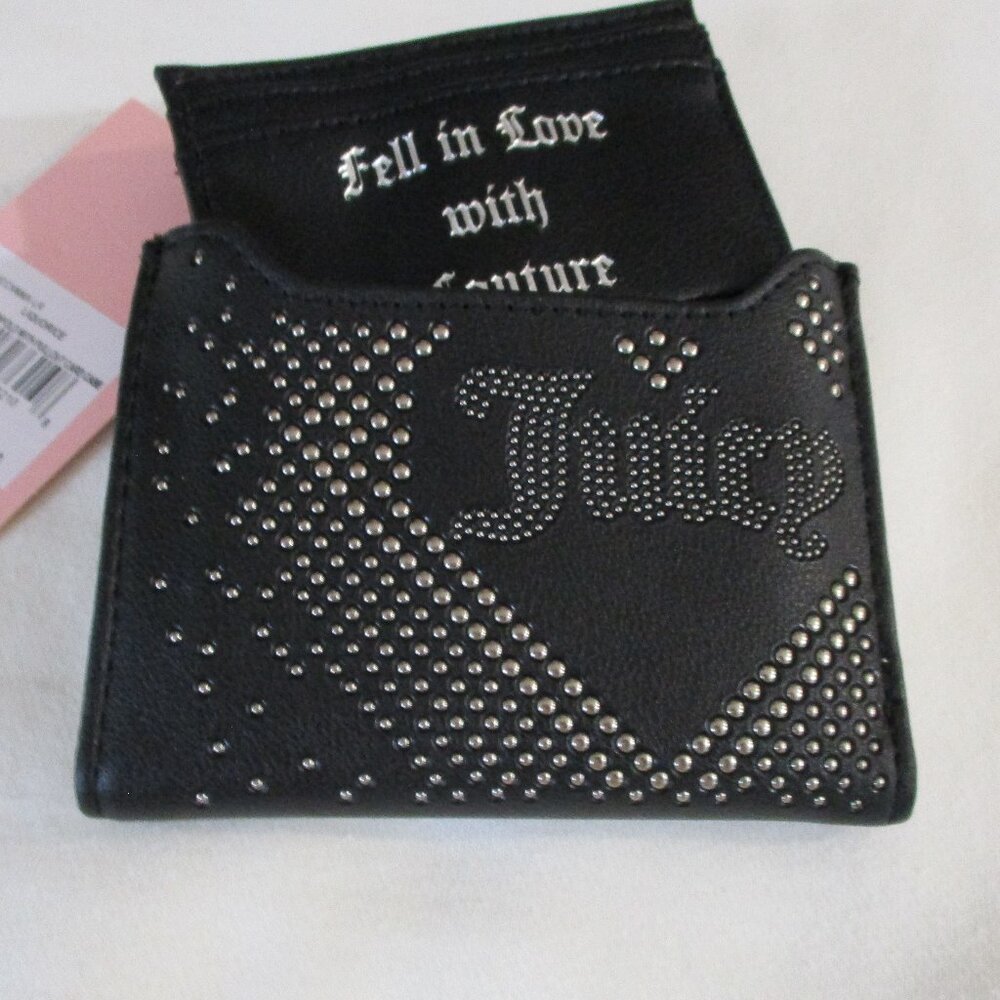 Juicy Couture Bifold Wallet Pull Out Card Case Black Liquorice NWT